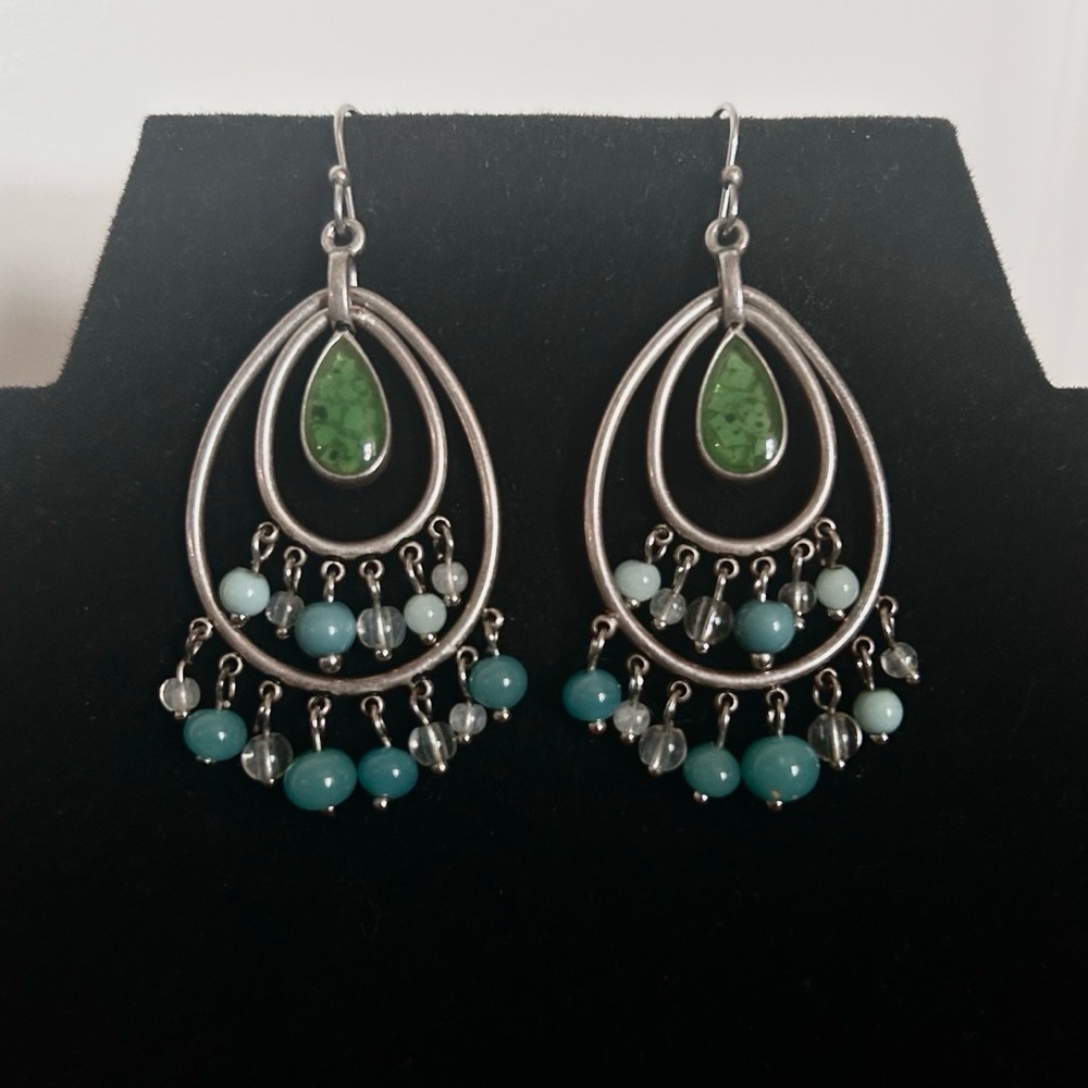 Turquoise Beaded Teardrop Earrings